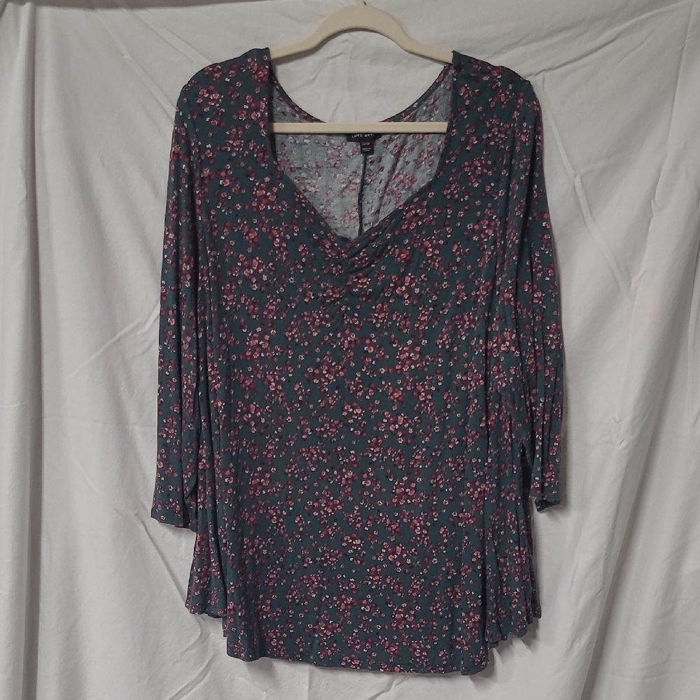 Lane Bryant Floral Blouse - Green and Pink